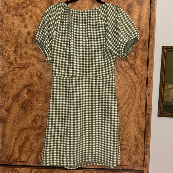 Madewell Green and White Gingham Mini Dress - Picture 5 of 5
